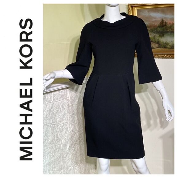 Michael Kors 1950’s Retro Style Wool Crepe Dress Made in Italy - Picture 1 of 16